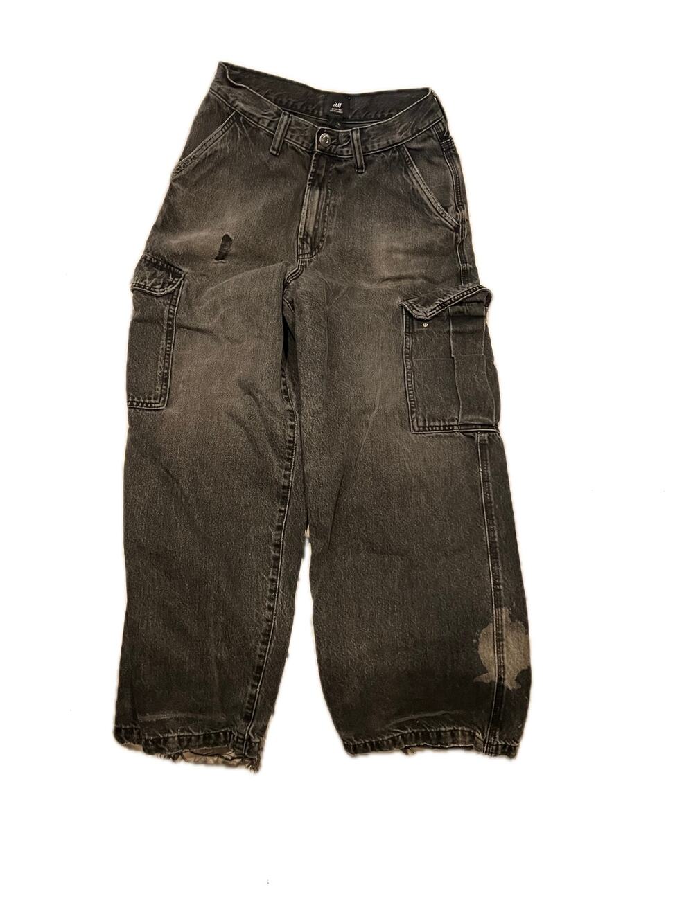 H&M Baggy Fit Distressed Black Jeans Mens 28x32